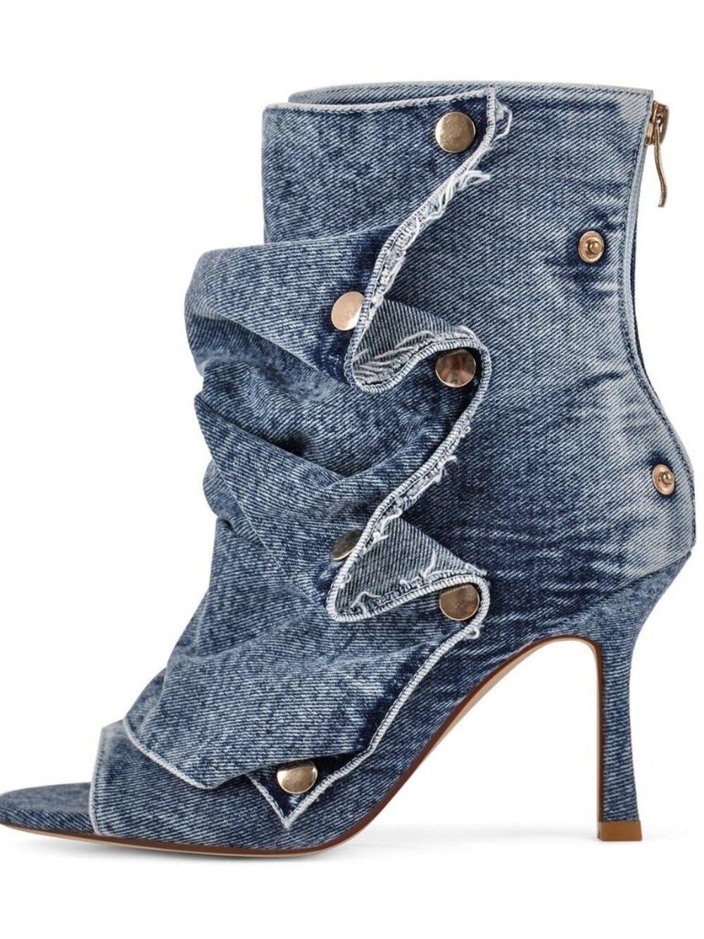 Women's Peep Toe Booties Slouchy Stiletto Kitten Heel Shark Boots Open Toe Back